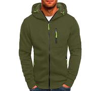 Generisch Veste de survêtement pour homme avec capuche - Couleur unie - Veste demi-saison - Coupe droite - Pull de travail avec poches - Fermeture éclair intégrale - Manches longues - Sweat