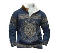 Generisch Veste de survêtement pour homme - Sans capuche - Doublée - Vêtements viking nordiques - Odin mythe - Loup - Pull polaire - Pull douillet à col roulé - Pull d'hiver pour homme - Costume de