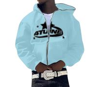 Generisch Veste de survêtement pour homme - Sweat à capuche surdimensionné Y2K - Style hip hop gothique - Avec fermeture éclair - Harajuku - Style universitaire - Veste de sport - Veste d'extérieur