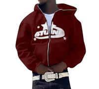 Generisch Veste de survêtement pour homme - Sweat à capuche surdimensionné Y2K - Style hip hop gothique - Avec fermeture éclair - Harajuku - Style universitaire - Veste de sport - Veste d'extérieur