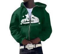 Generisch Veste de survêtement pour homme - Sweat à capuche surdimensionné Y2K - Style hip hop gothique - Avec fermeture éclair - Harajuku - Style universitaire - Veste de sport - Veste d'extérieur