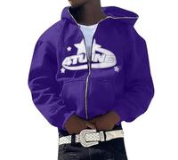 Generisch Veste de survêtement pour homme - Sweat à capuche surdimensionné Y2K - Style hip hop gothique - Avec fermeture éclair - Harajuku - Style universitaire - Veste de sport - Veste d'extérieur