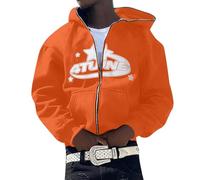 Generisch Veste de survêtement pour homme - Sweat à capuche surdimensionné Y2K - Style hip hop gothique - Avec fermeture éclair - Harajuku - Style universitaire - Veste de sport - Veste d'extérieur
