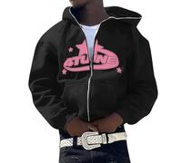 Generisch Veste de survêtement pour homme - Sweat à capuche surdimensionné Y2K - Style hip hop gothique - Avec fermeture éclair - Harajuku - Style universitaire - Veste de sport - Veste d'extérieur