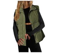 Generisch Veste de transition légère pour femme - Gilet matelassé sans manches - Veste matelassée - Veste mi-saison basique sans capuche - Gilet d'hiver ample - Veste matelassée brillante, vert foncé