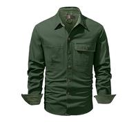 Generisch Veste de transition pour homme - Veste en velours côtelé avec poche poitrine boutonnée - Veste de transition cargo à revers - Veste d'automne unie - Loisirs - Veste de travail classique