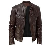 Generisch Veste de travail d'hiver pour homme - Fermeture éclair - En cuir synthétique - Manches longues - Doublée - Pour homme, marron, 3XL