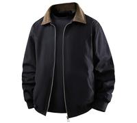 Generisch Veste décontractée pour homme Vêtements de travail légers Unisexe Vêtements d'extérieur Mode Vêtements de tous les jours Coupe ample confortable Printemps Hiver Veste d'extérieur, Noir , XXL