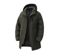 Generisch Veste demi-saison à capuche pour homme - Veste d'hiver décontractée - Longueur moyenne - Coupe-vent - Veste softshell - Imperméable et respirante - Veste d'alpinisme, Vert armée., L
