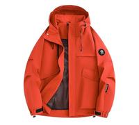 Generisch Veste demi-saison imperméable coupe-vent pour homme - Veste de pluie chaude en softshell - Grandes tailles - Coupe-vent avec capuche et fermeture éclair - Imperméable simple - Veste