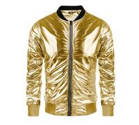 Generisch Veste demi-saison pour homme - Paillettes - Veste d'été - Veste basique confortable - Veste softshell fine - Couleur unie - Veste de sport pour le sport et le quotidien, or, L