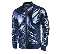 Generisch Veste demi-saison pour homme - Paillettes - Veste d'été - Veste basique confortable - Veste softshell fine - Couleur unie - Veste de sport pour le sport et le quotidien, bleu, M