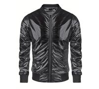 Generisch Veste demi-saison pour homme - Veste softshell à paillettes - Couleur unie - Veste d'été basique - Coupe-vent - Veste bomber fine - Pour les loisirs et le quotidien, Noir , M