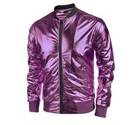 Generisch Veste demi-saison pour homme - Veste softshell à paillettes - Couleur unie - Veste d'été basique - Coupe-vent - Veste bomber fine - Pour les loisirs et le quotidien, lilas, XL