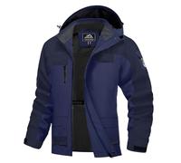 Generisch Veste d'escalade chaude 2025 pour hommes, couleur assortie, veste de ski avec capuche, coupe-vent, poches, multifonction, pour couples manteau rétro pour homme, bleu foncé, 3XL