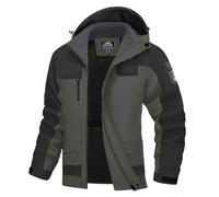 Generisch Veste d'escalade chaude 2025 pour hommes, couleur assortie, veste de ski avec capuche, coupe-vent, poches, multifonction, pour couples manteau rétro pour homme, Vert armée., L