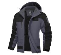 Generisch Veste d'escalade chaude 2025 pour hommes, couleur assortie, veste de ski avec capuche, coupe-vent, poches, multifonction, pour couples manteau rétro pour homme, gris foncé, 3XL