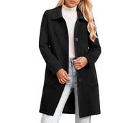 Generisch Veste d'hiver 2026 pour femme - Manteau polaire mi-long avec col à revers - Poches à boutons sur le devant - Manches longues pour l'hiver par temps froid, Noir , 3XL