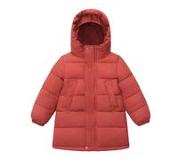 Generisch Veste d'hiver à capuche pour enfants garçons et filles - Longue et chaude - Veste matelassée rembourrée - Manteaux 2 pièces pour enfants, rouge, 5-6 ans