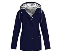 Generisch Veste d'hiver courte pour femme - Coupe-vent - À carreaux - Trois en une - Deux pièces - Veste coupe-vent - Entièrement réfléchissante, bleu, M