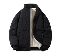 Generisch Veste d'hiver doublée pour homme avec col montant - Veste matelassée chaude avec doublure en polaire et poche de poitrine - Veste mi-saison au design coloré, Style_c02 Noir, 3XL
