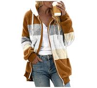 Generisch Veste d'hiver en peluche pour femme - Veste de survêtement longue avec capuche - Veste polaire à manches longues - Veste d'hiver chaude - Manteau d'hiver élégant - Doudou - Veste à capuche