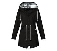 Generisch Veste d'hiver femme manteau épais grande taille chaud tendance hiver couleur unie coupe rayée sweat à capuche, Noir , L
