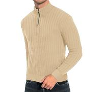 Generisch Veste d'hiver Homme Noir Brillant Homme - Pull d'hiver avec demi-col roulé zippé, Pull à manches longues, Pull décontracté Manteau en peau d'agneau, kaki, S