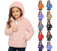 Generisch Veste d'hiver légère pour fille avec capuche, doudoune matelassée douce et confortable pour enfants, chaude à manches longues pour garçons, veste d'extérieur pour 3-14 ans, #01 Rose, 11-12