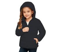 Generisch Veste d'hiver légère pour fille avec capuche matelassée, douce et confortable, doudoune à capuche unie pour enfants, chaude, veste à capuche pour garçons, veste d'extérieur pour 3-14 ans