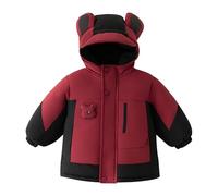 Generisch Veste d'hiver pour adolescentes et filles - Doudoune épaisse avec capuche à oreilles d'ours - Doudoune épaisse avec poche poitrine - Vestes pour enfants avec oreilles d'ours - Manteau