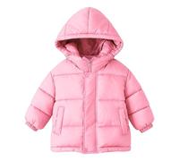Generisch Veste d'hiver pour enfant et bébé - Avec motif dinosaure - Veste d'hiver avec capuche - Couleur unie - Veste mi-saison - Coupe-vent - Courte - 90-130, Rose, 90