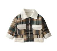 Generisch Veste d'hiver pour enfant fille et bébé - Confortable et chaude - Veste polaire à carreaux - Avec poche poitrine - Veste d'extérieur - Veste blouson d'hiver douce - 90-160, Vert clair, 130