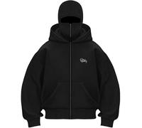 Generisch Veste d'hiver pour femme - Fermeture éclair - Y2K Ninja - Cagoule - Sweat à capuche - En coton - Couleur unie - Manteau d'hiver chaud, Noir , M