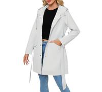 Generisch Veste d'hiver pour femme - Veste à capuche à manches longues - Veste de printemps et d'automne - Veste coupe-vent décontractée, argenté, 3XL