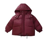 Generisch Veste d'hiver pour fille avec capuche - Doudoune d'hiver pour enfants avec fermeture éclair - Couleur unie - Vêtement d'extérieur confortable et chaud - Veste douillette - Parka 100-160