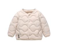 Generisch Veste d'hiver pour fille - Doudoune confortable - Veste chaude - Vêtement d'extérieur sans capuche - Veste d'hiver pour enfant - 90-130, beige, 160