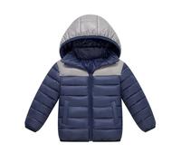 Generisch Veste d'hiver pour fille - Doudoune d'hiver avec capuche - Couleur unie - Longueur genou - Vêtement d'extérieur coupe-vent et chaud - Veste demi-saison pour fille - Doudoune noire courte