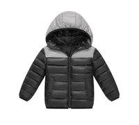 Generisch Veste d'hiver pour fille - Doudoune d'hiver avec capuche - Couleur unie - Longueur genou - Vêtement d'extérieur coupe-vent et chaud - Veste demi-saison pour fille - Doudoune noire courte