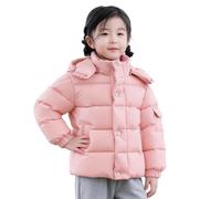 Generisch Veste d'hiver pour fille - Manteau chaud - Manteau épais - Coupe-vent - Avec capuche douce - Pour enfants de 5 à 16 ans - Avec capuche - Manteau d'hiver court - Couleur unie - Doudoune, Rose