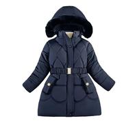 Generisch Veste d'hiver pour fille - Manteau d'hiver avec capuche cave - Coupe-vent - Protection contre le froid - Chaud - Long manteau pour enfants - Parka d'extérieur - Couleur unie - Motif mignon