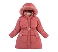 Generisch Veste d'hiver pour fille - Manteau d'hiver avec capuche cave - Coupe-vent - Protection contre le froid - Chaud - Long manteau pour enfants - Parka d'extérieur - Couleur unie - Motif mignon