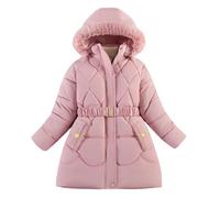 Generisch Veste d'hiver pour fille - Manteau d'hiver avec capuche cave - Coupe-vent - Protection contre le froid - Chaud - Long manteau pour enfants - Parka d'extérieur - Couleur unie - Motif mignon