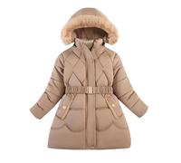 Generisch Veste d'hiver pour fille - Manteau d'hiver avec capuche cave - Coupe-vent - Protection contre le froid - Chaud - Long manteau pour enfants - Parka d'extérieur - Couleur unie - Motif mignon
