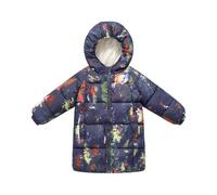 Generisch Veste d'hiver pour fille - Manteau d'hiver - Longueur moyenne - Manteau épais pour taille moyenne et grande - Veste d'hiver courte pour fille, Marine, 140