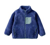 Generisch Veste d'hiver pour fille - Veste polaire chaude avec bloc de couleur - Veste pour enfant confortable et chaude - Veste d'hiver en polaire avec poche poitrine - Veste bomber sans capuche