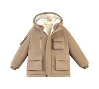 Generisch Veste d'hiver pour garçon avec doublure en polaire - Veste thermique chaude et épaisse - Coupe-vent - Vêtement d'extérieur pour temps froid - Pour tout-petits et adolescents, kaki, 8-10 ans