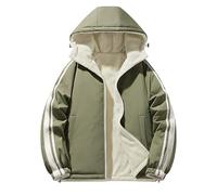 Generisch Veste d'hiver pour homme - Doudoune à capuche chaude - Veste matelassée légère - Veste d'hiver confortable - Veste à capuche décontractée - Veste de transition basique - Veste softshell