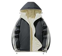 Generisch Veste d'hiver pour homme - Doudoune à capuche chaude - Veste matelassée légère - Veste d'hiver confortable - Veste à capuche décontractée - Veste de transition basique - Veste softshell