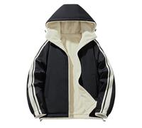 Generisch Veste d'hiver pour homme - Doudoune à capuche chaude - Veste matelassée légère - Veste d'hiver confortable - Veste à capuche décontractée - Veste de transition basique - Veste softshell